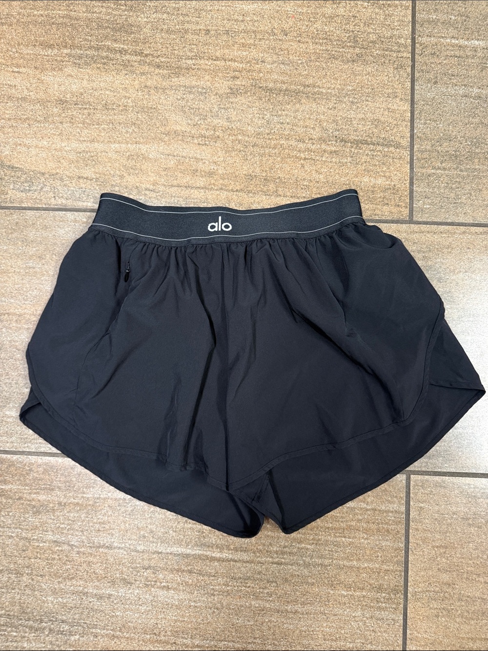 ALO Yoga Black Athletic Running Shorts with Logo Waistband